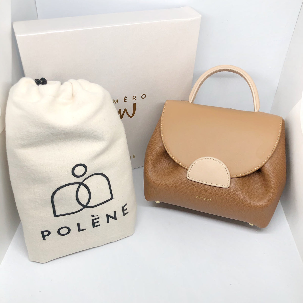 Polène Numéro Un Signature Handbag NUMBER ONE - TRIO CAMEL - TEXTURED  LEATHER