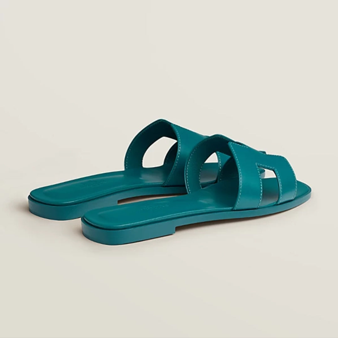 Hermes Oran sandals epsome bleu glacier