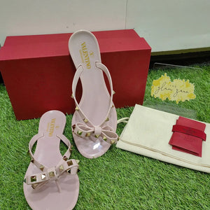Rockstud Jelly Bow Slippers (Water Rose)