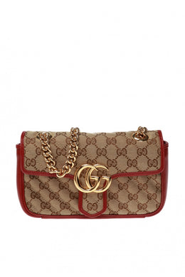 GG Marmont Canvas Mini Flap Bag (Ebony/Cherry Red)