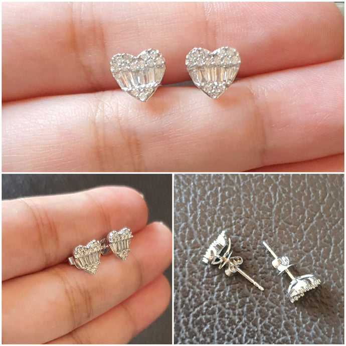Genuine 18K Diamond Heart Earrings