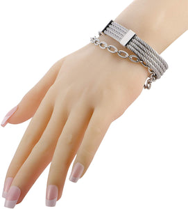 White Lacquer Bangle with Chain