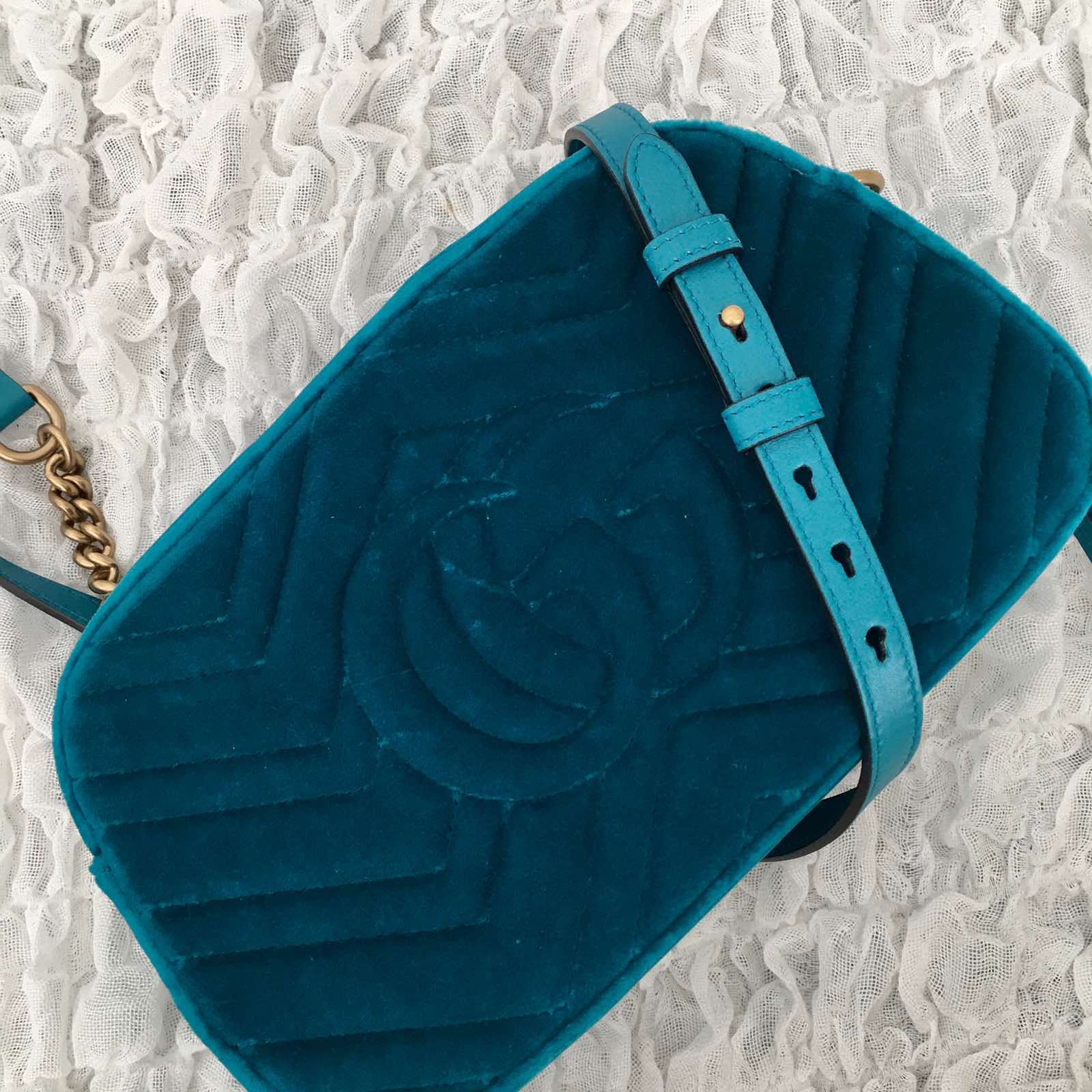 Gucci marmont camera bag Blue Velvet ref.181822 - Joli Closet
