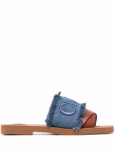 Load image into Gallery viewer, Woody Sandals (Frayed Denim and Leather)