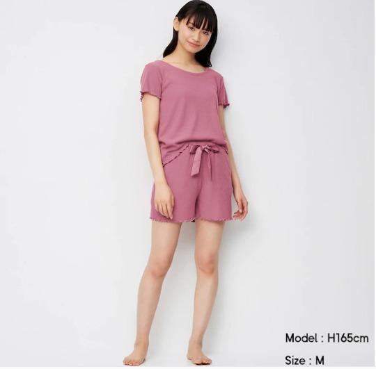 GU Japan Brand Ribbed Cotton Lounge Wear Set (Shirt and Shorts)