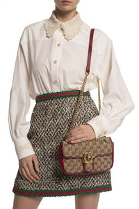 GG Marmont Canvas Mini Flap Bag (Ebony/Cherry Red)